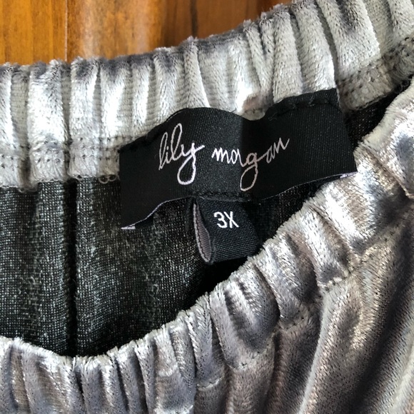 Plus Size Silver Velvet Long Sleeve Top - Picture 2 of 2